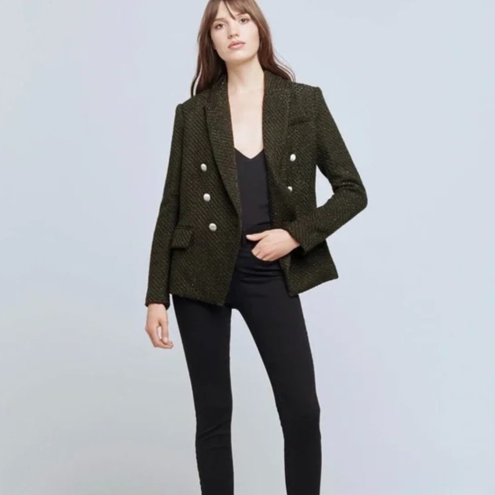 L'AGENCE Kenzie Double Breasted Tweed Shimmer Blazer